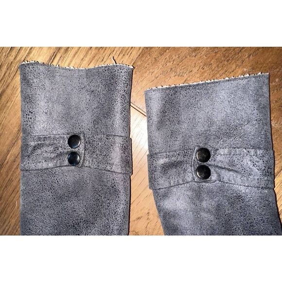 prAna Jacket Faux Leather Sherpa Grey Lined Full Zip Long Small EUC - Picture 7 of 12